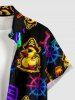 Chemise pour homme à imprimé canard, pirate et ancre, style croisière hawaïenne, à boutons et poche - Noir 2XL