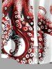 Octopus Flower Print Hawaii Button Pocket Shirt For Men -  