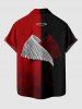 Chemise pour homme à boutons avec poche, imprimé ailes en plumes bicolore, style sombre Halloween - Rouge Vineux 2XL