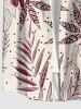 Tropical Leaf Branch Print Hawaii Button Pocket Shirt For Men -  