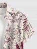 Tropical Leaf Branch Print Hawaii Button Pocket Shirt For Men -  