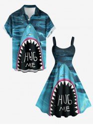 Shark Sea Print Matching Hawaii Beach Outfit For Couples -  