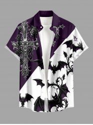 Chemise homme Halloween à imprimé colorblock chauve-souris et croix, avec boutons et poche - Concorde S