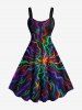 Colorful Fire Flame Fluid Print Matching Hawaii Beach Outfit For Couples -  