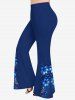 Flower Ombre Music Symbol Print Cold Shoulder Cami T-shirt and Flare Pants Matching Set -  