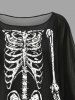 Ensemble assorti à imprimé squelette Halloween - Noir 