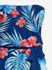 Tropical Leaf Hibiscus Flower Print Matching Hawaii Beach Outfit For Couples -  