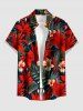 Tenue de plage hawaïenne assortie pour couple avec imprimé fleurs et feuilles tropicales - Rouge 