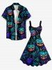 Halloween Pumpkin Flowers Leaf Bat Coconut Tree Skull Print Matching Outfit For Couples -  