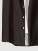 Chemise hawaïenne homme à imprimé fleurs et feuilles, à boutons et poches - marron foncé S