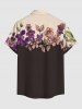 Chemise hawaïenne homme à imprimé fleurs et feuilles, à boutons et poches - marron foncé S