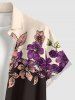 Chemise hawaïenne homme à imprimé fleurs et feuilles, à boutons et poches - marron foncé S