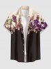 Chemise hawaïenne homme à imprimé fleurs et feuilles, à boutons et poches - marron foncé S
