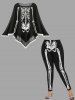 Halloween Skeleton Print Asymmetric Cape Cloak -  