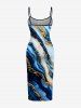 Robe ajustée Hawaii à imprimé rayures marbrées - Bleu profond 5X