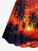 Robe Hawaii cintrée à imprimé Cocotier Soleil Paysage Marin - Orange Foncé 6X
