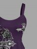Halloween Bat Cross Colorblock Print Tank Dress(Adjustable Shoulder Strap) -  