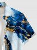 Marble Stained Stripes Print Buttons Pocket Hawaii Shirt For Men -  