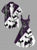 Halloween Bat Cross Colorblock Print Tank Dress(Adjustable Shoulder Strap) -  