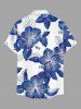 Chemise hawaïenne homme à imprimé feuilles et fleurs d'hibiscus, boutons et poche -  S