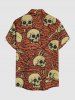 Chemise pour homme à imprimé crânes et intestins d'Halloween avec boutons et poche - Brun M