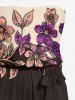 Flower Leaf Print Hawaii Pocket Jumpsuit with Removable Belt and Shoulder Strap -  