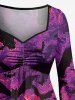 Halloween Bat Painting Sunset Print Ruched High Low Asymmetric Dress -  
