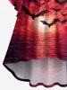 Halloween Bat Painting Sunset Print Ruched High Low Asymmetric Dress -  