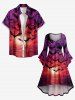 Halloween Bat Painting Sunset Print Ruched High Low Asymmetric Dress -  