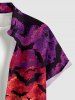Halloween Bat Painting Sunset Print Button Pocket Shirt For Men -  