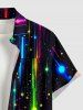 Colorful Glitter Light Beam Galaxy Print Hawaii Button Pocket Shirt For Men -  