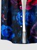Chemise hawaïenne pour homme à imprimé dégradé fleurs et feuilles, avec boutons et poche. - Bleu profond 6XL
