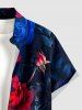 Chemise hawaïenne pour homme à imprimé dégradé fleurs et feuilles, avec boutons et poche. - Bleu profond 6XL