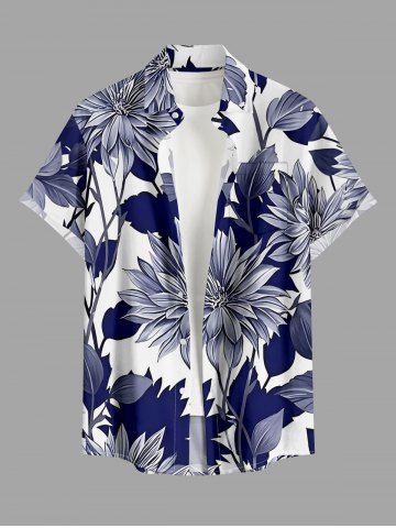 Chemise hawaïenne pour homme à imprimé fleurs et feuilles avec boutons et poche - CONCORD - 4XL