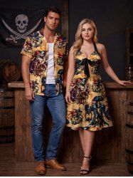 Tenue assortie pour couples avec imprimé crâne squelette pirate ancre gouvernail croisière plage d'Hawaï - Bronze 