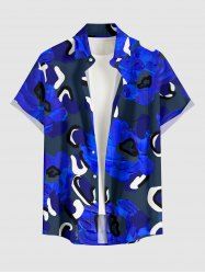 Chemise hawaïenne à motif floral avec poche boutonnée pour homme - Bleu S