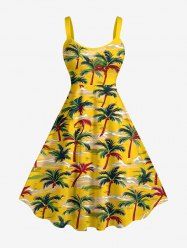Robe débardeur hawaïenne à imprimé cocotier (bretelles réglables) - Deep Yellow XXS