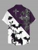 Halloween Bat Cross Colorblock Print Matching Hawaii Beach Outfit For Couples -  