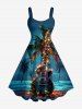 Coconut Tree Glitter Guitar Galaxy Print Matching Hawaii Beach Outfit For Couples -  