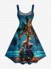 Coconut Tree Glitter Guitar Galaxy Print Matching Hawaii Beach Outfit For Couples -  