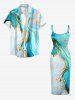 Marble Stained Print Matching Hawaii Beach Outfit For Couples -  