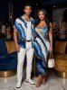 Marble Stained Stripes Print Matching Hawaii Beach Outfit For Couples -  
