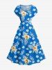 Tropical Leaf Hibiscus Flower Print Matching Hawaii Beach Outfit For Couples -  