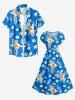 Tropical Leaf Hibiscus Flower Print Matching Hawaii Beach Outfit For Couples -  