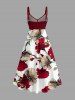 Robe débardeur hawaïenne à imprimé fleurs et feuilles avec effet twist - Rouge foncé M