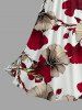 Robe débardeur hawaïenne à imprimé fleurs et feuilles avec effet twist - Rouge foncé M