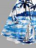 Robe débardeur hawaïenne à imprimé cocotier, paysage marin, voilier et montagne, lacets croisés - Pers M