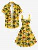 Robe débardeur hawaïenne à imprimé cocotier (bretelles réglables) - Deep Yellow XXS