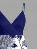 Flowers Leaf Print Surplice Hawaii Cami Dress -  