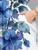 Hibiscus Flowers Leaf Watercolor Print Split Hawaii Midi Dress -  